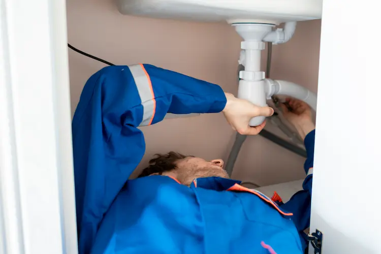 Idraulico che controlla l’impianto di una cascina a Carmagnola